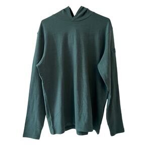 Peter Millar Hoodie L Green Smooth Merino Wool Pullover Stretch Comfort Golf New